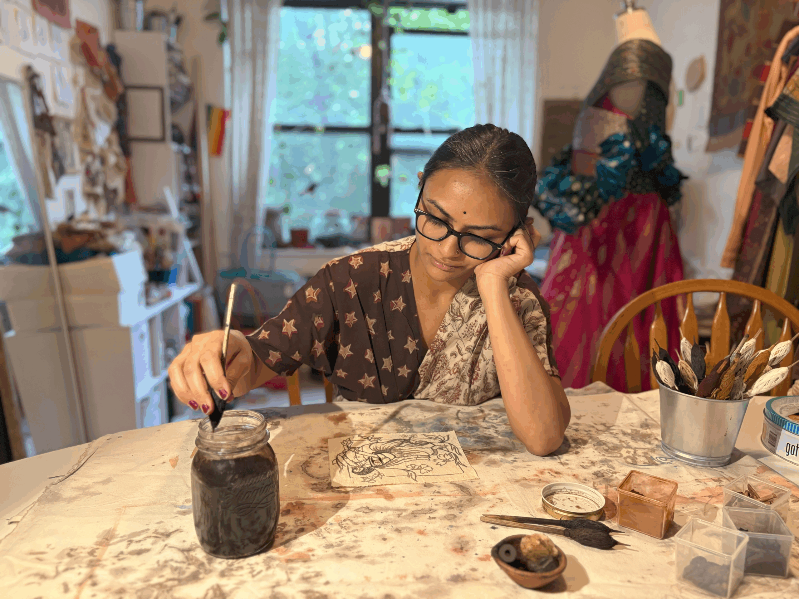 Nikita Shah in Brooklyn studio. (Photo by Amrutha Kosuru.)